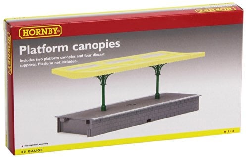 Hornby R514 OO Gauge Platform Canopies - Pack of 2, Model Train Accessories for Adding Scenery, Dioramas, Woodland, Buildings and More to 00 Gauge Model Railway - 1:76 Scale, Grey