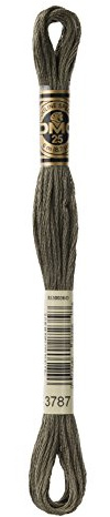 DMC 117-3787 Mouline Stranded Cotton Six Strand Embroidery Floss Thread, Dark Brown Grey, 8.7-Yard