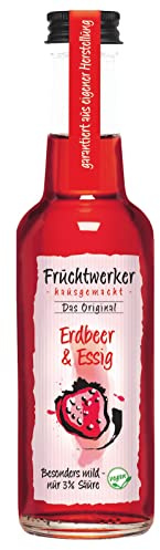 Fruchtwerker l Erdbeer & Essig | Mit Saft aus echten Früchten | 250ml Glasflasche