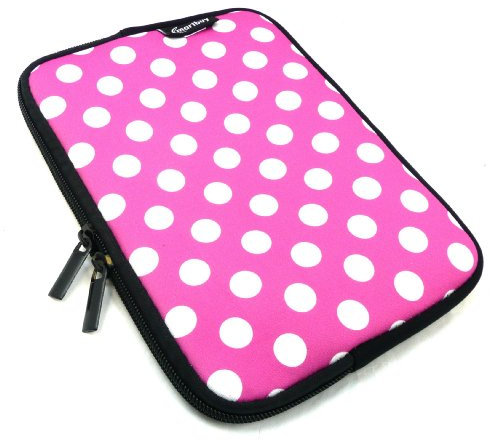 Emartbuy® Pois Hot Rosa/Bianco Impermeabile Morbido Neoprene con Chiusura a Zip Custodia Sleeve Case Cover Adatto per New Apple iPad Mini 5, iPad Mini 4, iPad Mini, iPad Mini 2 & iPad Mini 3 Tablet