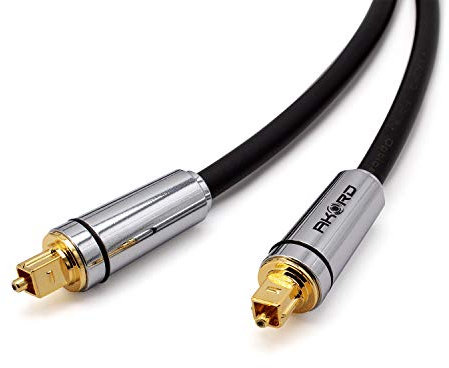 AKORD Silver Premium TOSLINK Gold Plated High Resolution Professional Digital Optical Audio Cable - 24K Gold-Plated. Suitable for Blu-Ray, DTS, Dolby Surround, DVD, (3 Metre)