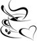 Grandora Wandtattoo Kaffetasse Herz I schwarz (BxH) 30 x 34 cm I Kaffee Tasse Bohnen selbstklebend Küche Aufkleber Wandaufkleber Wandsticker W3040