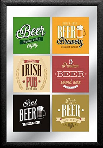 empireposter Beer - Labels - Bedruckter Spiegel mit Kunststoff Rahmen in Holzoptik, Kult-Spiegel - Größe 20x30 cm