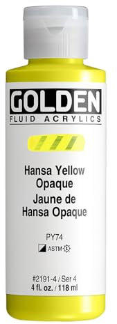 Or 0002191-4 4 oz - 118ml - Fluid Peinture acrylique Color Paint Bottle - Hansa Jaune Opaque