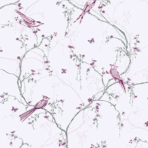 Superfresco Easy Lilac Tree Silhouette Butterfly Wallpaper | Paste The Wall | Lilac Trees | Eco-Friendly