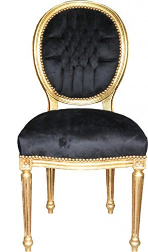 Casa Padrino Barock Esszimmer Stuhl Schwarz/Gold / Mod2/ Rund