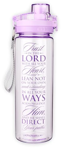Christian Art Gifts Trust in the Lord Plastic Water Bottle, Purple