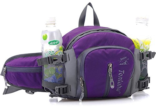 SINOKAL multifunktionale Militärstil Canvas-Pack Gürteltasche Wasser Widerstand Fanny Packungen mit Flaschenhalter für laufen, Wandern, Radfahren, Klettern, Camping Reisen (Lila)