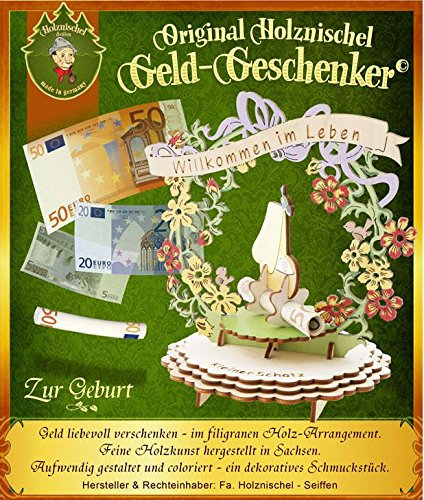 Holznischel Geldgeschenk Zur Geburt mit Aufschrift Kleiner Prinz