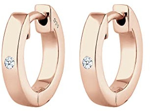 Elli DIAMONDS Ohrringe Damen Creole Basic Diamant (0.03 ct.) in 925 Sterling Silber Rosé vergoldet
