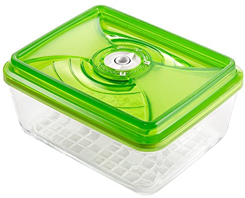 vacSy Récipient en verre sous vide - 3,8 l - Rectangulaire - 26 x 20 cm - Passe au lave-vaisselle - Passe au micro-ondes - Récipient alimentaire