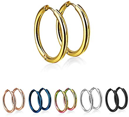Treuheld® | Runde Creolen/Ohrringe aus medizinischem Edelstahl | 20mm | Gold | Schmale Klappcreolen für Damen und Herren | Set/Paar