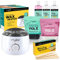 Mylee Kit complet d'épilation + chauffe-cire, perles de cire dure 500g, spatules applicatrices, gel avant et après soin, nettoyant pour équipement (charbon et thé vert + coco et arnica)