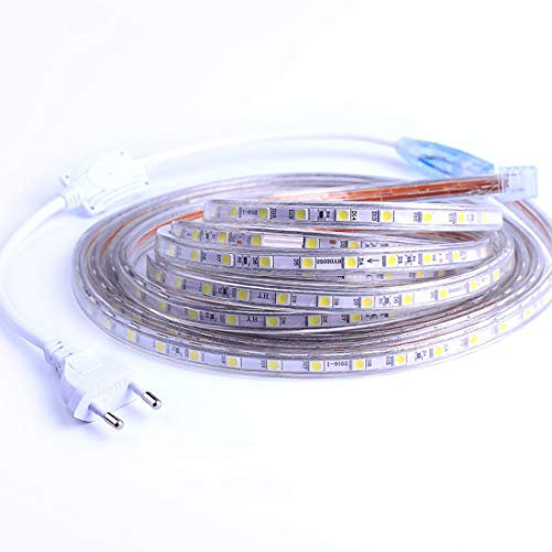 DUVERT Ruban à LED, Bande LED, Lumineux Bandeau Led 220v, 5050 IP65 Etanche Bande Strip Led, Blanc Froid (2m)