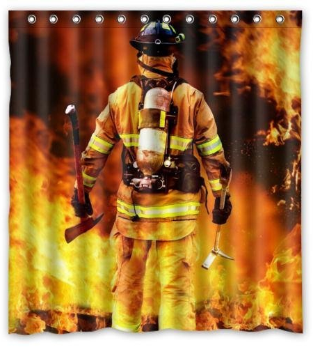 CHATAE Vorhang, Feuerwehr-Motiv, 100% Polyester, wasserdicht, 168 x 183 cm