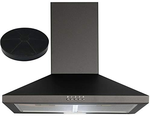 SIA CHL60BL 60cm Chimney Cooker Hood Extractor Fan In Black and Carbon Filter