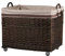 e-wicker24 Alles aus Weide Vollweidener Kaminkorb, rechteckig, Rollkorb aus Weide, Rollkorb für Kaminholz, Rollkorb mit Stoffbesatz Holzkorb (Dunkelbraun)