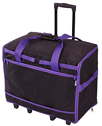 XL Nähmaschinentrolley 63 x 43 x 30cm Schwarz mit lila Rand 006107-BLK-PURPLE