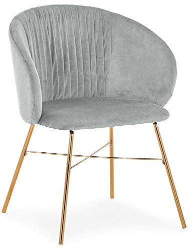 Menzzo Chaise Smart Velours Argent Pieds Or