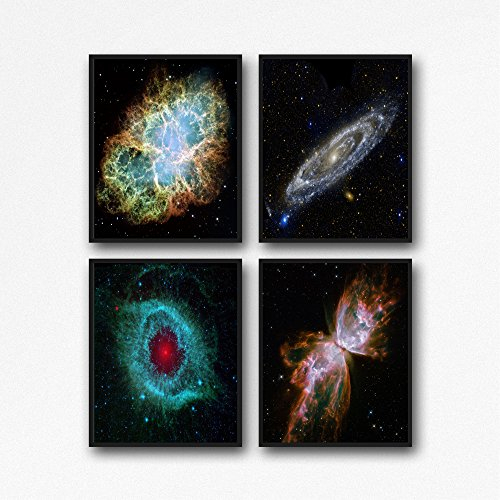 Nebel-Poster 4er Set Hubble-Teleskop-Nebel Weltraum Drucke Andromeda Hubble-Poster Galaxie-Poster Nebel Geschenk Nebel-Dekor Nebel Kunst (59 x 84cm (A1))