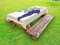ABAKUHAUS Traube Outdoor-Tischdecke, Concorde Fruits mit Blättern, dekorative waschbare Picknick-Tischdecke, 145 x 305 cm, Champagne Multicolor