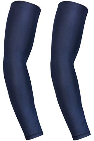 Xindiqiu AUXDIQ Mangas para Brazo Mujeres y Hombres Elásticas Mangas de Protección UV Mangas de Brazo Mangas de Compresión para Deportes Ciclismo Correr Golf, Azul Marino, L