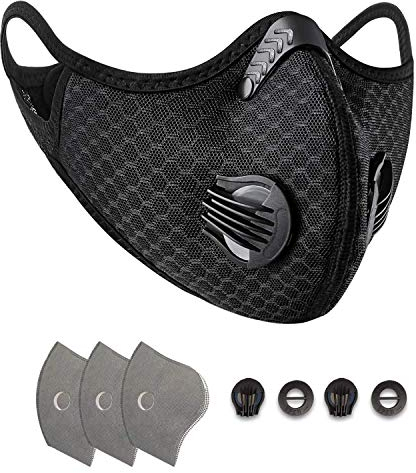 salipt Maschera antipolvere con Carbone Attivo Filtro, Mascherina Moto Maschera Allenamento Maschera Antivento Antipolvere Mezza Faccia per Ciclismo Bici Sci