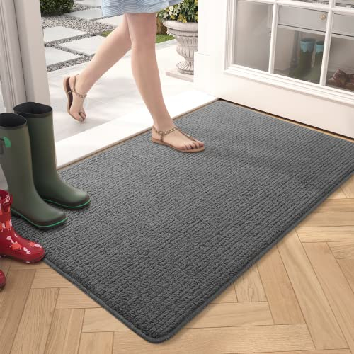 Color G Non-Slip Entrance Indoor Doormat 50 x 80 cm Absorbent Washable Door Mat for Indoor, Outdoor, Bedroom, Kitchen, Entrance, Hallway – Grey
