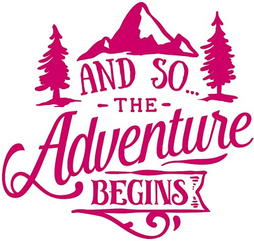 Samunshi® Camping Aufkleber 'The Adventure Begins' in 8 Größen und 25 Farben (40x38cm pink)