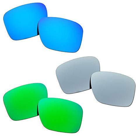 SOODASE Pour Oakley Holbrook XL Des lunettes de soleil Bleu/Argenté/Vert Verres de remplacement polarisés