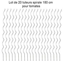 Lot de 20 Tuteurs Spirale 180cm pour Plants de tomates en Acier galvanisé
