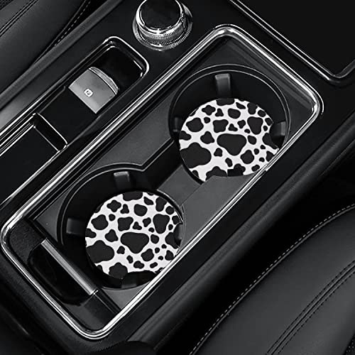 Joyberg 4 Pack Cow Print Car Coasters, 2.75 Inch Neoprene, Boho Car Cup Holder Coasters, Rubber Cup Pad Mat for Women