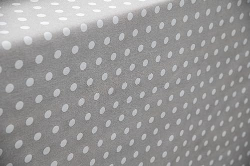 Staab's Stoff wasserabweisend Baumwolle beschichtet verschiedene Dekore (in 50cm Schritten) (Breite 140 cm x Länge wählbar) (Punkte greige weiß)