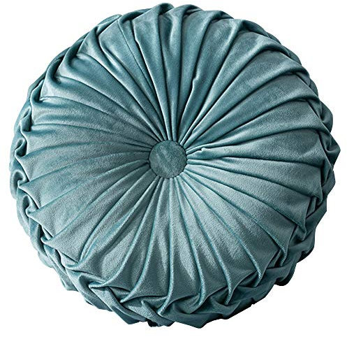 ZOKBOM Rundes Kürbis-Samtkissen, handgefertigt, Kürbis-Plissee, rundes Samtgefülltes Stuhlkissen, dekoratives Bodenkissen für Sofa, Stuhl, Bett, Autofenster, Dekoration, 38 x 38 cm