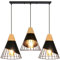 TOKIUS 3-flammig Pendelleuchte Vintage Industrielle Hängelampe mit Holz Retro Deckenlampe E27 Hängeleuchte für Esszimmer Küche Schlafzimmer, 25cm (Schwarz, Typ B)