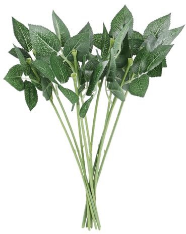 TOPBATHY 10 Künstliche Rosenstielblätter Blumenstiele Für Häkelblumen Blumendraht Stamm mit Blättern DIY Handwerk Bouquet Blumenzweige für DIY Blumensträuße Hochzeit Party-Dekoration