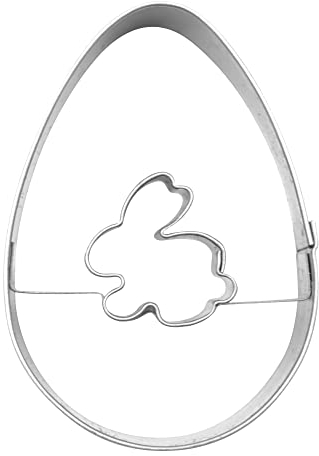 BekkiB 9962 - Linzer Ausstecher Osterei mit Hase - Ausstechform für Ostern aus Edelstahl - Ideal zum Backen oder Verschenken