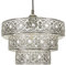 Traditional Polished Silver Acrylic Gem Moroccan Style Triple Tier Ornate Pendant Light Shade with Transparent Sparkly Beads | 60w Maximum | 30cm Diameter by Happy Homewares