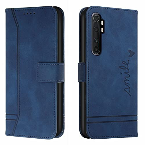 Lihondar Kompatibel mit Xiaomi Mi Note 10 Lite 5G Hülle, Handyhülle Xiaomi Mi Note 10 Lite 5G, Premium Leder Klappbar Schutzhülle Tasche Wallet mit Brieftasche Cover Flip Case Klapphülle (Blau)