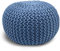 casamia Pouf Ø 55 o. 45 cm Strickhocker Sitzpouf Bodenkissen Premium Outdoor nachhaltig Größe ø 55 cm, Farbe blau - Mallard Blue