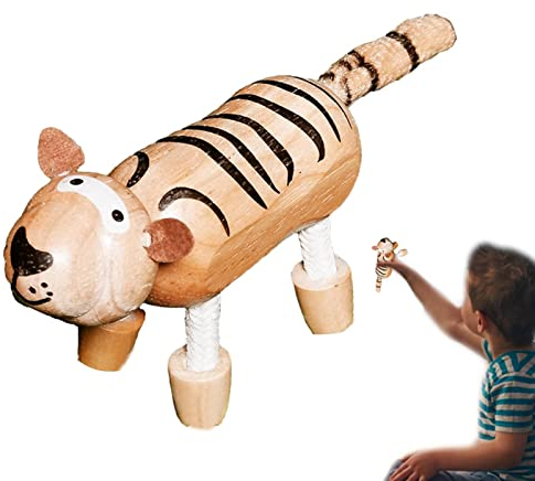 Hongjingda Hölzernes Bauernhof-Tier-Spielzeug, Pädagogisches Tierspielzeug für Kleinkinder, Marionetten-Tierspielzeug-Dekoration, Tischdekoration, Tiger- -Giraffe-Stil