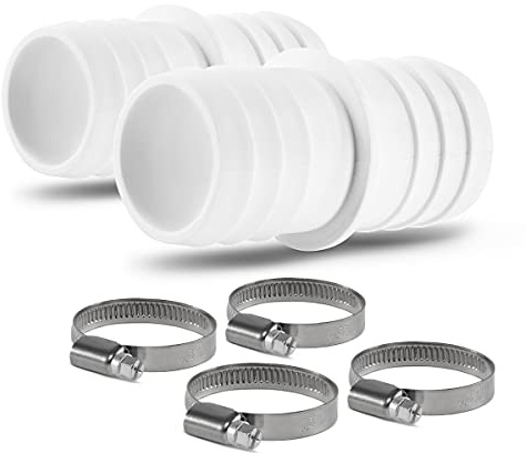 2X Pool Schlauchverbinder Doppelschlauchtülle Reduzierung 38 x 38 mm für Schwimmbadschlauch im Set inkl. 4X Edelstahl Schlauchschellen