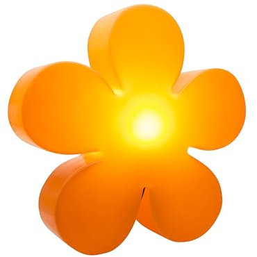 8 seasons design Shining Flower Solar Deko-Lampe Blume Ø 40cm (Orange), inkl. Solarmodul und LED-Leuchtmittel in warmweiß, Outdoor Deko, Garten
