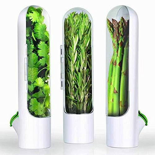 YTFSKFUI 2 Pcs Herb Storage, Lasting Refrigerator Herb Saver, Clear Herb Container With Removable Filler Cap, Durable And Easy To Clean Herb Keeper For Fresh Herbs, Asparagus, Coriander, Mint