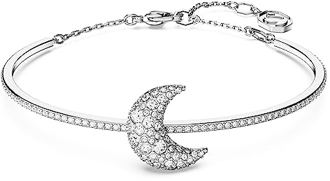 Swarovski Luna Armband, Rhodiniertes Damenarmband mit Mond-Motiv und Strahlenden Swarovski Kristallen
