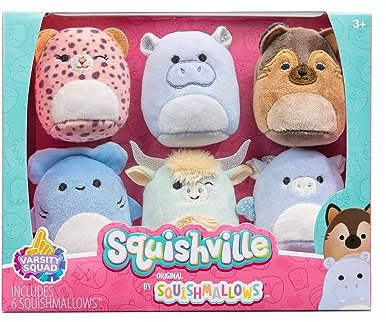 Squishville SQM0473-6er Pack Hochschul Squad, superweiche Mini-Squishmallows, 5cm Plüschfiguren