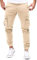 Cassiecy Cargohose Herren Slim Fit Casual Jogger Chino Cargo Hosen Stretch Jogginghose Sporthose Freizeithose mit 6 Taschen (L, Khaki)