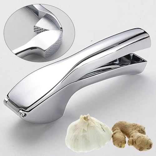 Garlic Press - Easy to Squeeze, Use & Clean Garlic Crusher - Crush Garlic & Ginger Effortlessly (Peeling is not Necessary) Rust Proof, Strong & Durable Kitchen Use