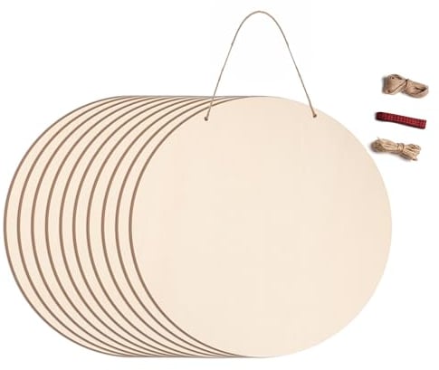 Winter Shore 30 cm Holzscheiben zum Basteln [10er-Pack] - Unbehandelte Holzscheiben Rund zum Basteln, Gravieren, Brennen & Malen - Holzplatte Rund zum Erstellen von Türhängern & Willkommensschildern
