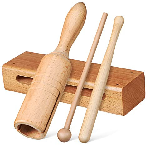 ERINGOGO 2 SäTze Rhythmus-Block Aus Holz Orff Instrument Handheld Rhythmus BlöCke Handheld Tube Mit Holz SchläGer FüR Bildungs
